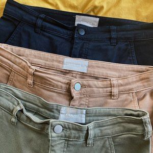 Lot of Everlane Barrel Pants Size 10 (Black, Toasted Coconut, Dark Moss)